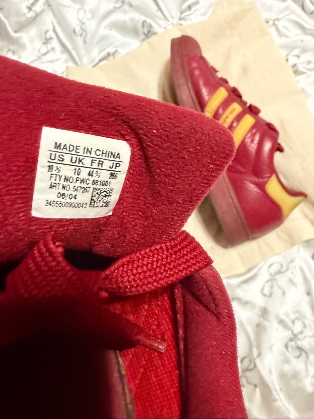 Men’s leather Adidas Superstar Red Sneakers size 10.5 - Picture 5 of 8